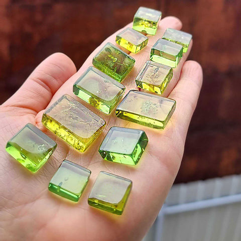 Green Amber Handmade Rectangular Cabochons