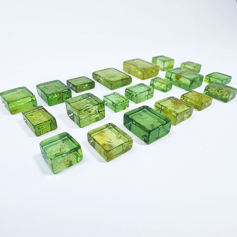 Green Amber Handmade Rectangular Cabochons