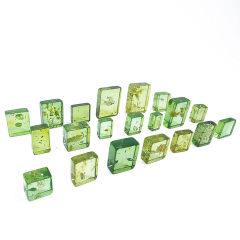 Green Amber Handmade Rectangular Cabochons