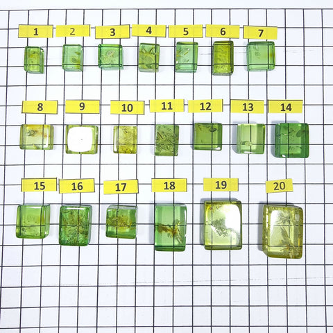 Green Amber Handmade Rectangular Cabochons