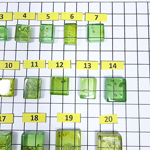 Green Amber Handmade Rectangular Cabochons