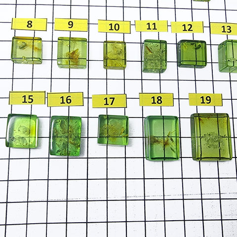 Green Amber Handmade Rectangular Cabochons