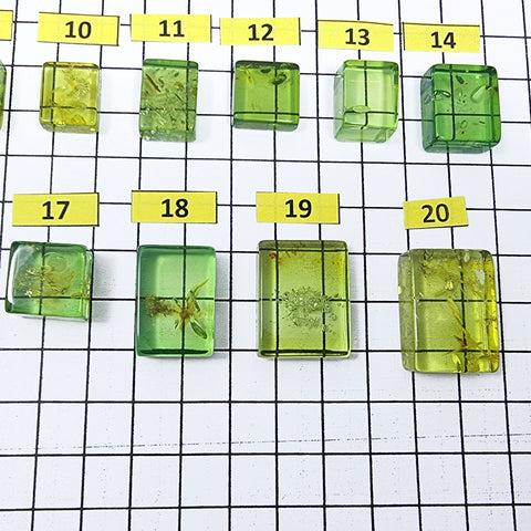 Green Amber Handmade Rectangular Cabochons