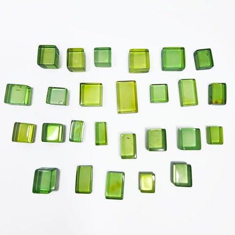 Green Amber Handmade Rectangular Cabochons