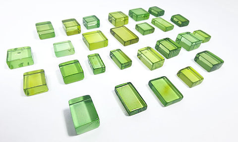 Green Amber Handmade Rectangular Cabochons