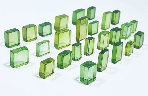 Green Amber Handmade Rectangular Cabochons