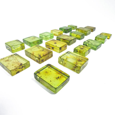 Green Amber Handmade Rectangular Cabochons