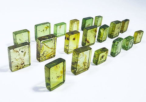 Green Amber Handmade Rectangular Cabochons