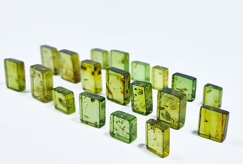 Green Amber Handmade Rectangular Cabochons