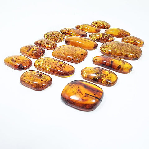 Cognac Amber Rectangular Free Shape Cabochons