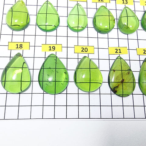 Green Amber Drop Shape Cabochons