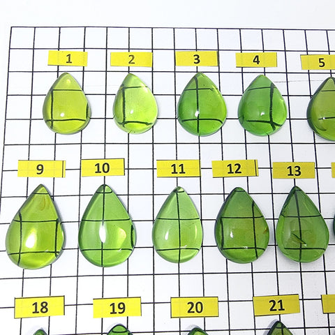 Green Amber Drop Shape Cabochons