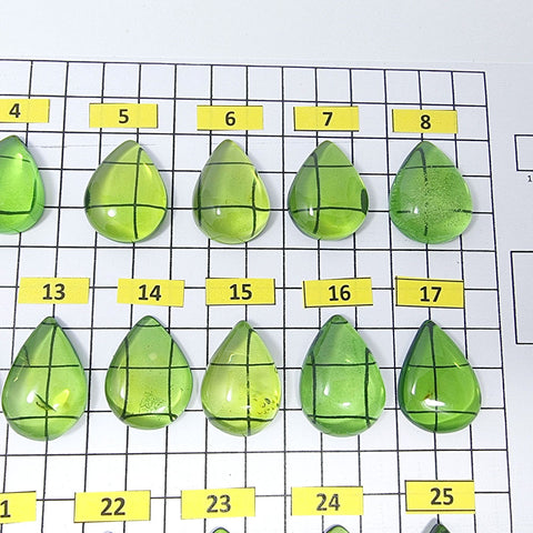 Green Amber Drop Shape Cabochons