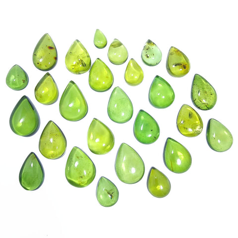 Green Amber Drop Shape Cabochons