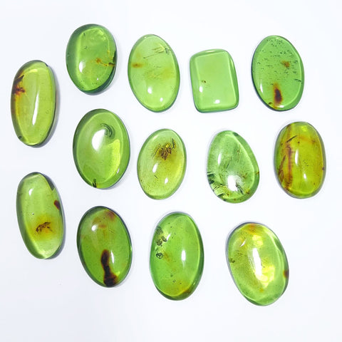 Green Amber Handmade Free Shape Cabochons