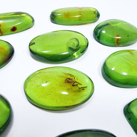 Green Amber Handmade Free Shape Cabochons