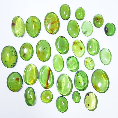 Green Amber Handmade Free Shape Cabochons