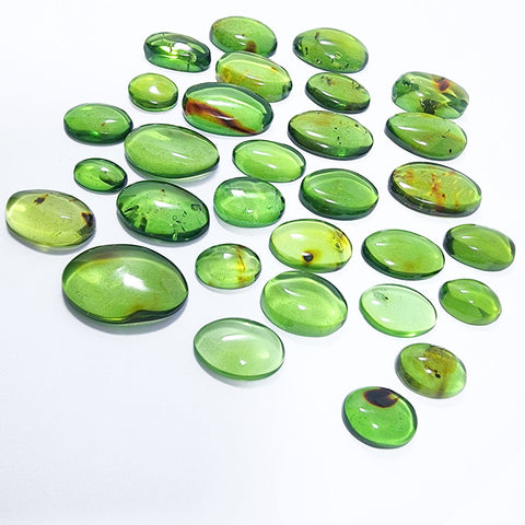 Green Amber Handmade Free Shape Cabochons