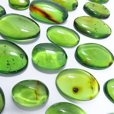 Green Amber Handmade Free Shape Cabochons