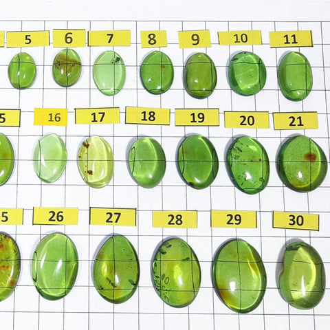 Green Amber Handmade Free Shape Cabochons