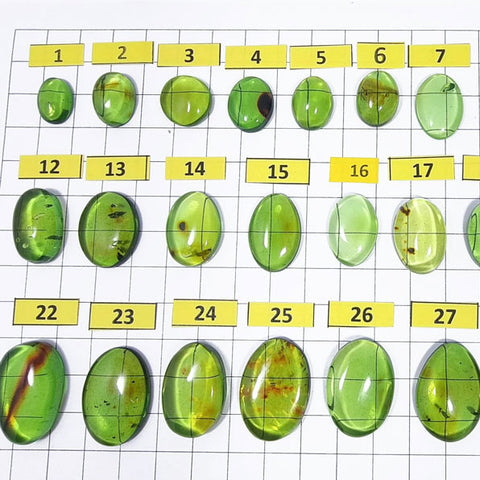 Green Amber Handmade Free Shape Cabochons