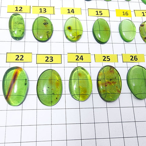 Green Amber Handmade Free Shape Cabochons