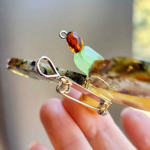 Multi-Color Amber Dragonfly Brooch - Pendant