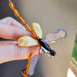 Multi-Color Amber Dragonfly Brooch - Pendant