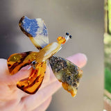 Milky & Cognac Amber Butterfly Brooch - Pendant
