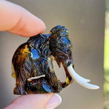 Fossil Amber Carved Mammoth Figurine
