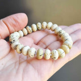 Milky Fossil Amber Tablet Beads Stretch Bracelet