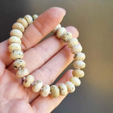 Milky Fossil Amber Tablet Beads Stretch Bracelet