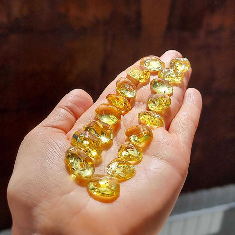 Lemon Amber Crystal Cut Cabochons