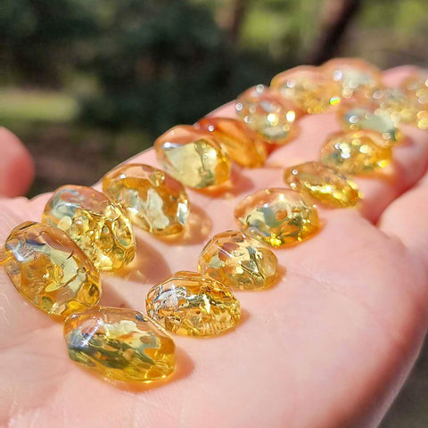 Lemon Amber Crystal Cut Cabochons