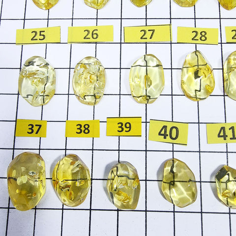 Lemon Amber Crystal Cut Cabochons