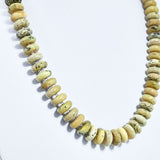 Milky Fossil Amber Tablet Beads Necklace Sterling Silver