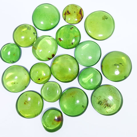 Green Amber Handmade Round Shape Cabochons