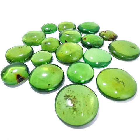 Green Amber Handmade Round Shape Cabochons