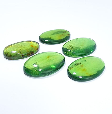 Green Amber Handmade Free Shape Cabochons