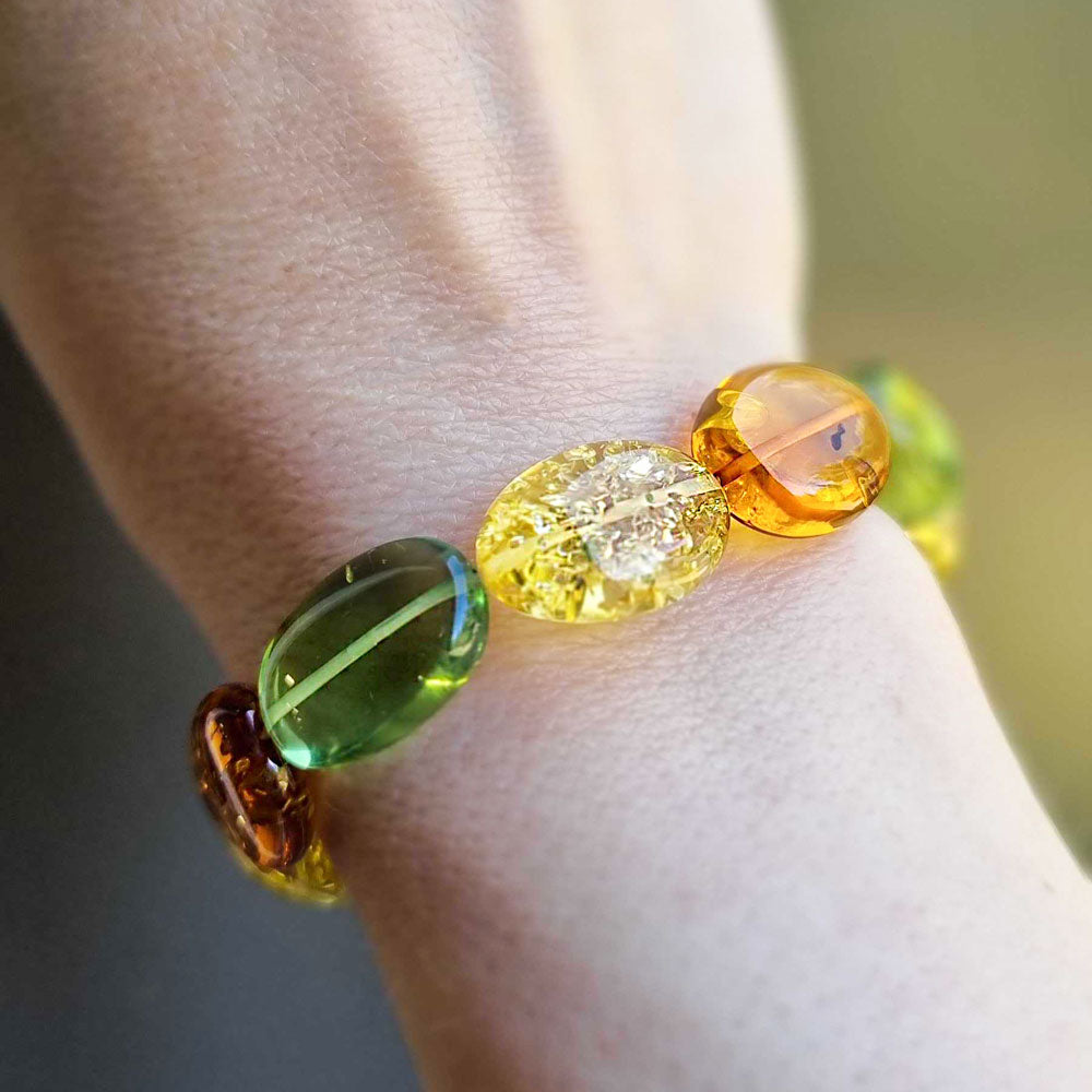 Multi-Color Amber Round Beads Stretch Bracelet – Amber Alex Jewelry