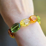 Multi-Color Amber Nugget Stretch Bracelet