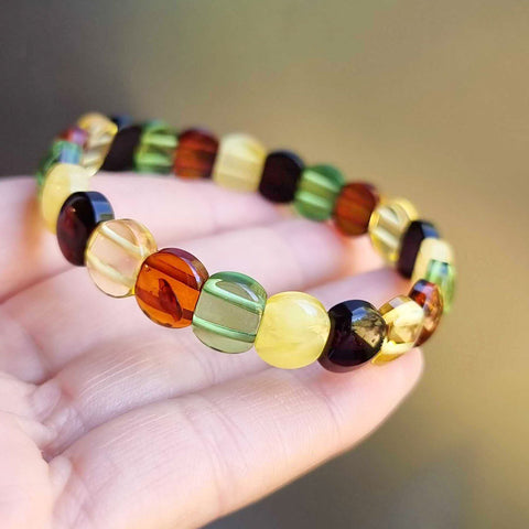 Multi-Color Amber Beads Stretch Bracelet