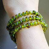 Green Amber Baroque Beads Stretch Bracelet