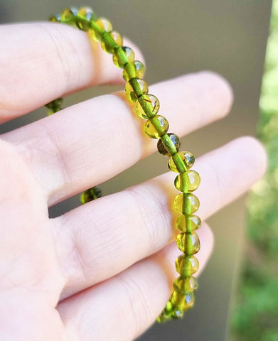 Green Amber Baroque Beads Stretch Bracelet