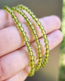 Green Amber Round Faceted Beads Stretch Bracelet