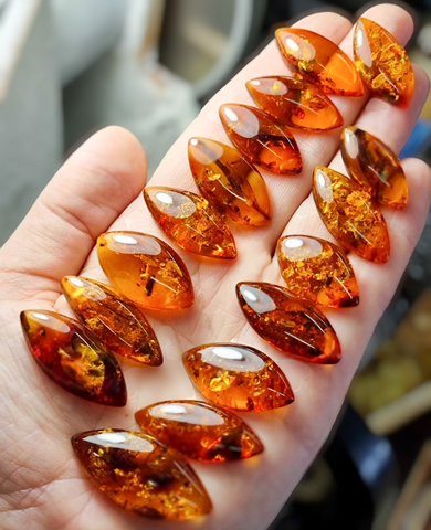 Cognac Amber Marquise Shape Cabochons