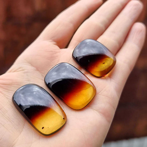 Gradient Amber Rectangular Shape Cabochons