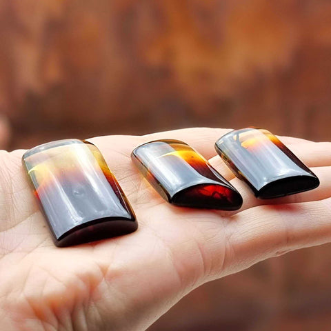 Gradient Amber Rectangular Shape Cabochons