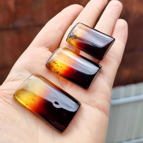 Gradient Amber Rectangular Shape Cabochons