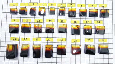 Gradient Amber Rectangular Shape Cabochons